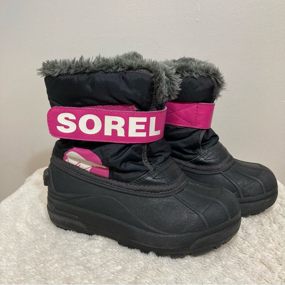 Sorel Kids Black and Pink Snow Boots